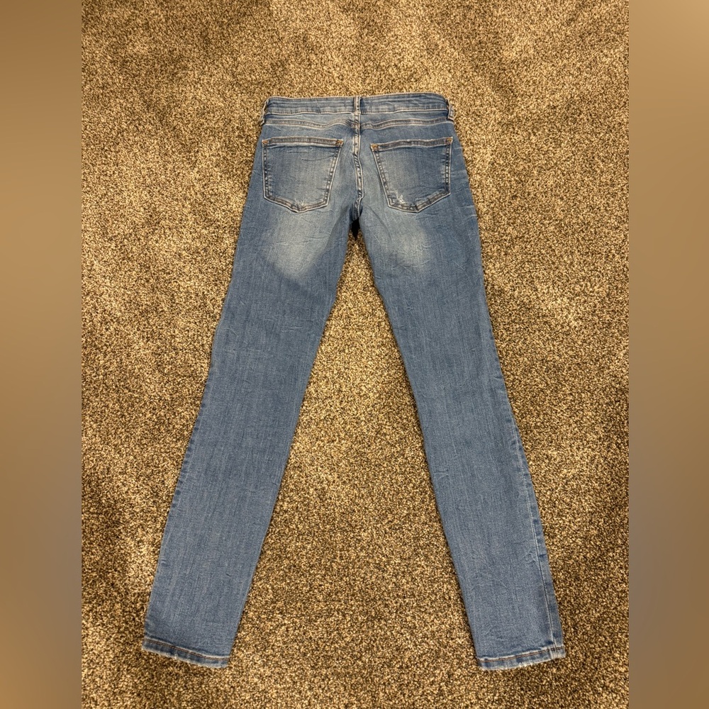 Zara Women Premium Denim: Floral Embroidered Skinny Distressed Jeans Size 4/27L - Picture 9 of 13